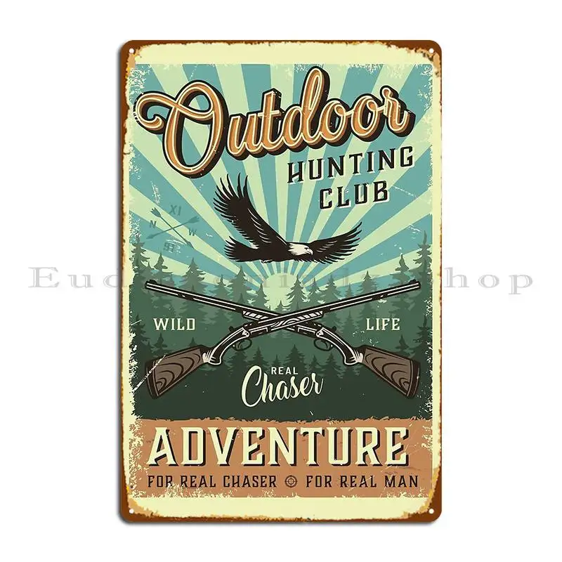 Outdoor Adventure Cinema - Outdoor-Jagdclub Vintage Abenteuer Metallschild Poster Kino