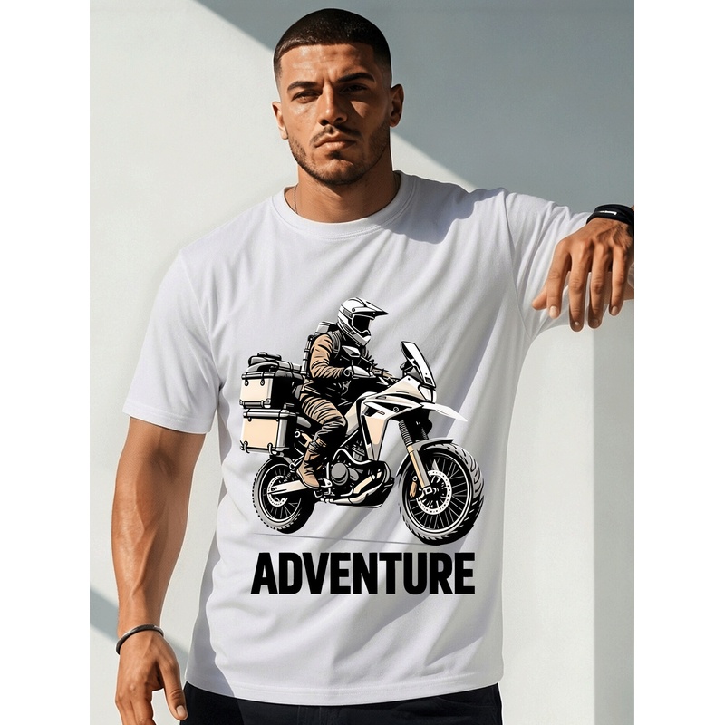 Outdoor Adventure Wear - Herren-T-Shirt, Neues Herren-Sommer-Kurzarmshirt mit Aufdruck „Adventure
